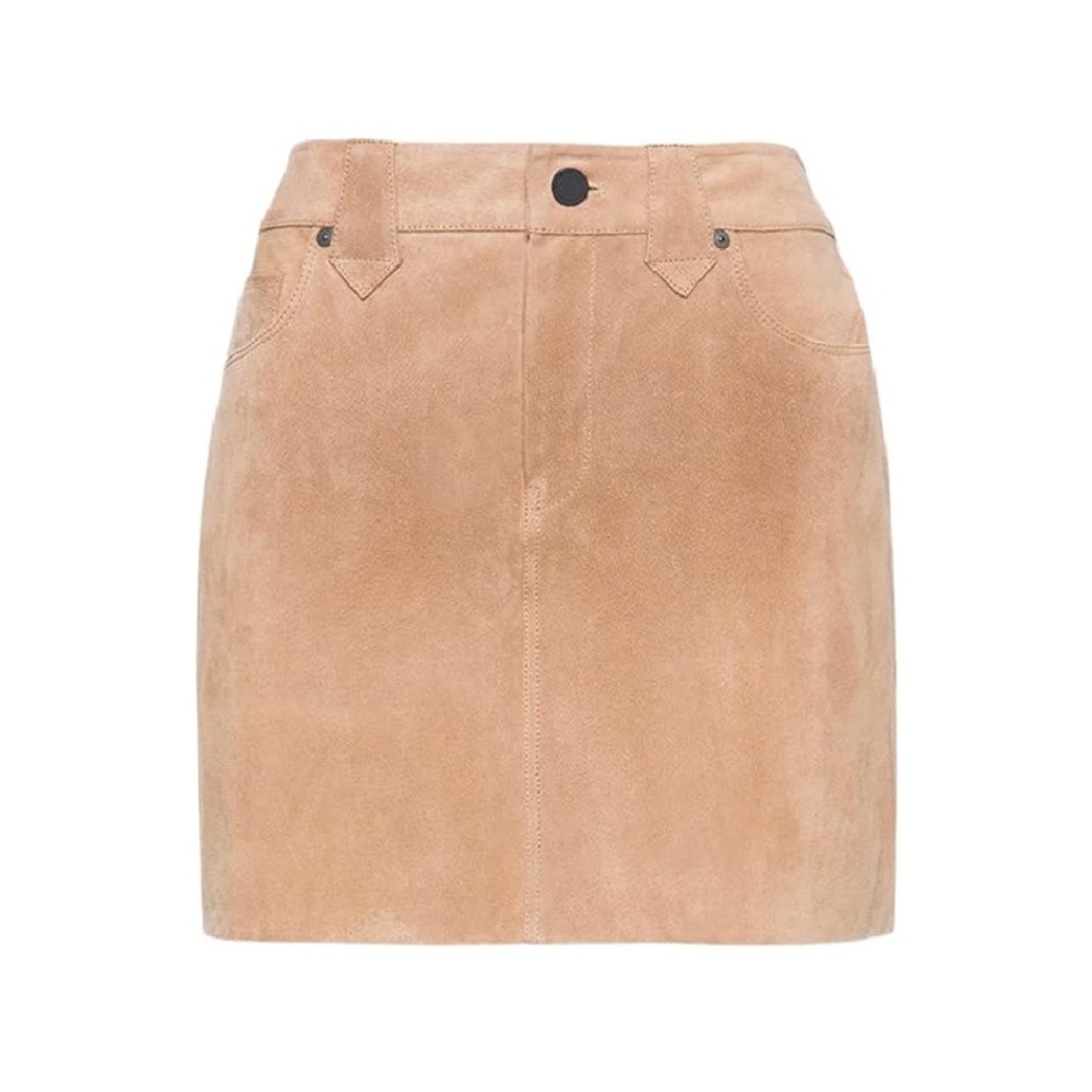 NWT BLANK NYC Genuine Leather Tan Mini Skirt Size 24